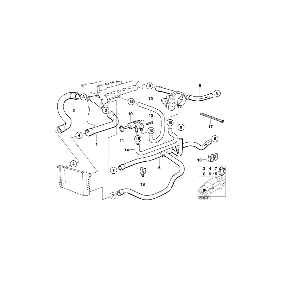 Genuine BMW 64211394293 E36 Hose F Engine Inlet And Water Valve (Inc. 323ti, M3 & 320i) | ML Performance UK Car Parts