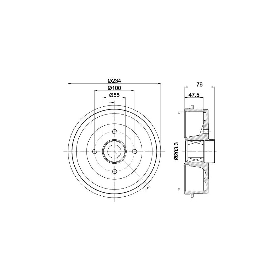 Hella 8DT 355 303-321 Brake Drum