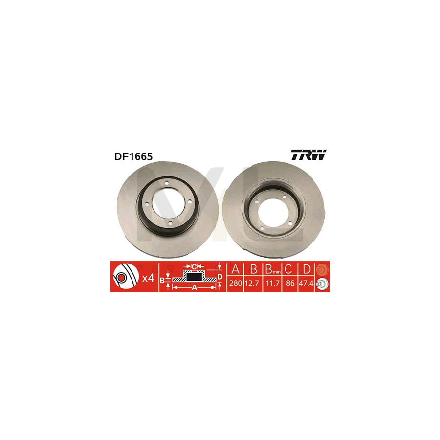 TRW DF1665 Brake Disc Solid, Painted | ML Performance Car Parts