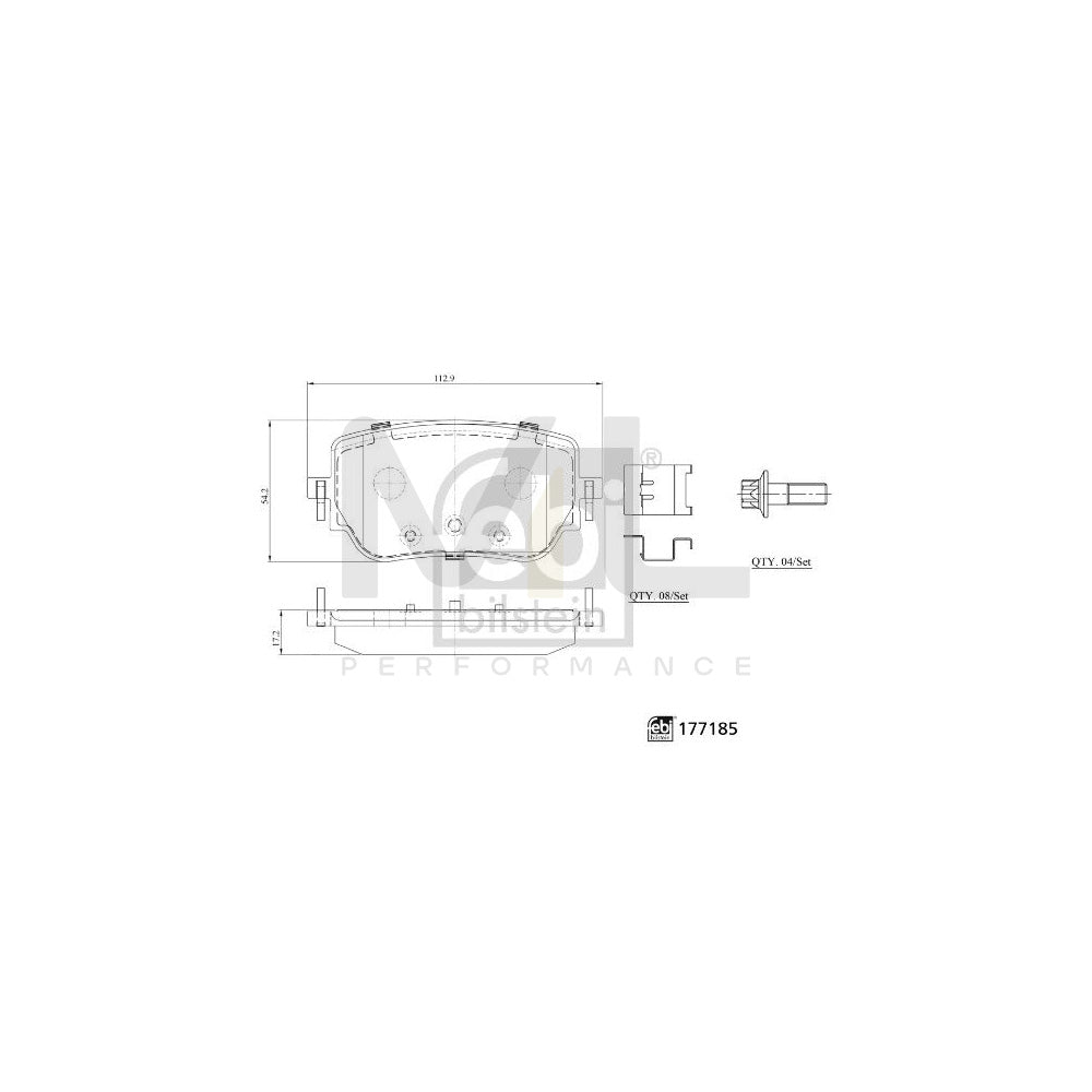 Febi Bilstein 177185 Brake Pad Set Rear Axle, With Attachment Material | ML Performance Car Parts