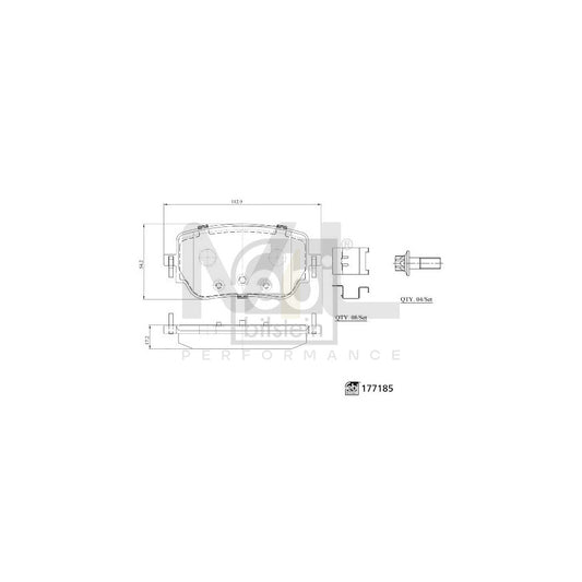 Febi Bilstein 177185 Brake Pad Set Rear Axle, With Attachment Material | ML Performance Car Parts