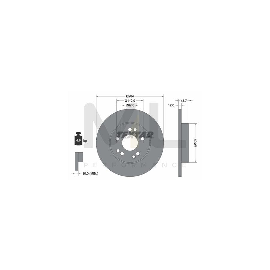 TEXTAR 92031800 Brake Disc Solid, without wheel hub, without wheel studs | ML Performance Car Parts