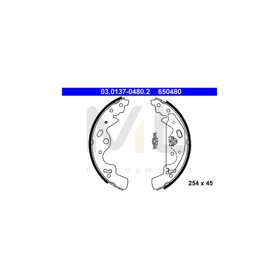 ATE 03.0137-0480.2 Brake Shoe Set for LAND ROVER FREELANDER with lever | ML Performance Car Parts