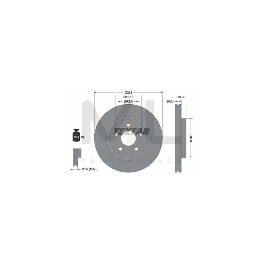 TEXTAR PRO 92184503 Brake Disc Externally Vented, Coated, without wheel hub, without wheel studs | ML Performance Car Parts