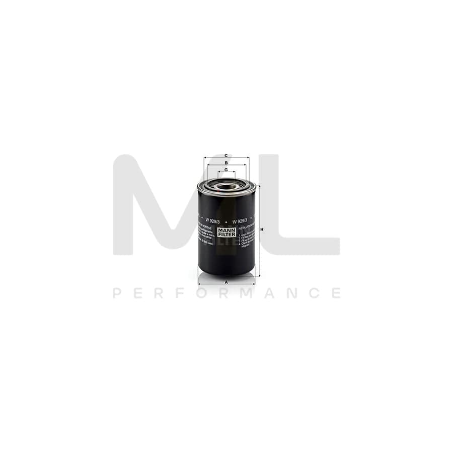 MANN-FILTER W 929/3 Oil Filter Spin-on Filter | ML Performance Car Parts