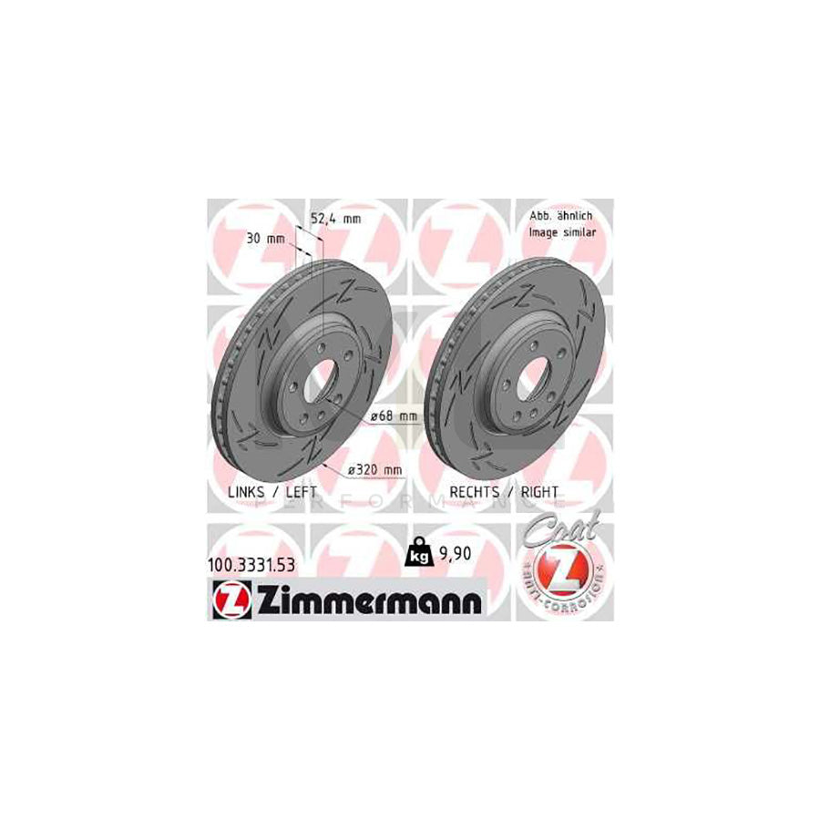 ZIMMERMANN 100.3331.53 Brake Disc Internally Vented, Slotted, Coated, High-carbon | ML Performance Car Parts