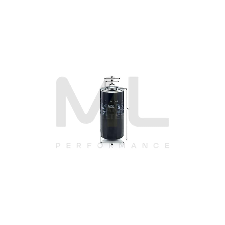 MANN-FILTER W 1170/8 Oil Filter Spin-on Filter | ML Performance Car Parts