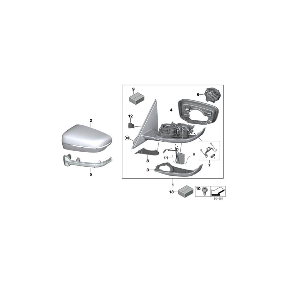 Genuine BMW 51168498208 G20 Heated Outside Mirror, Right (Inc. 330dX, 318d & 330d) | ML Performance UK Car Parts