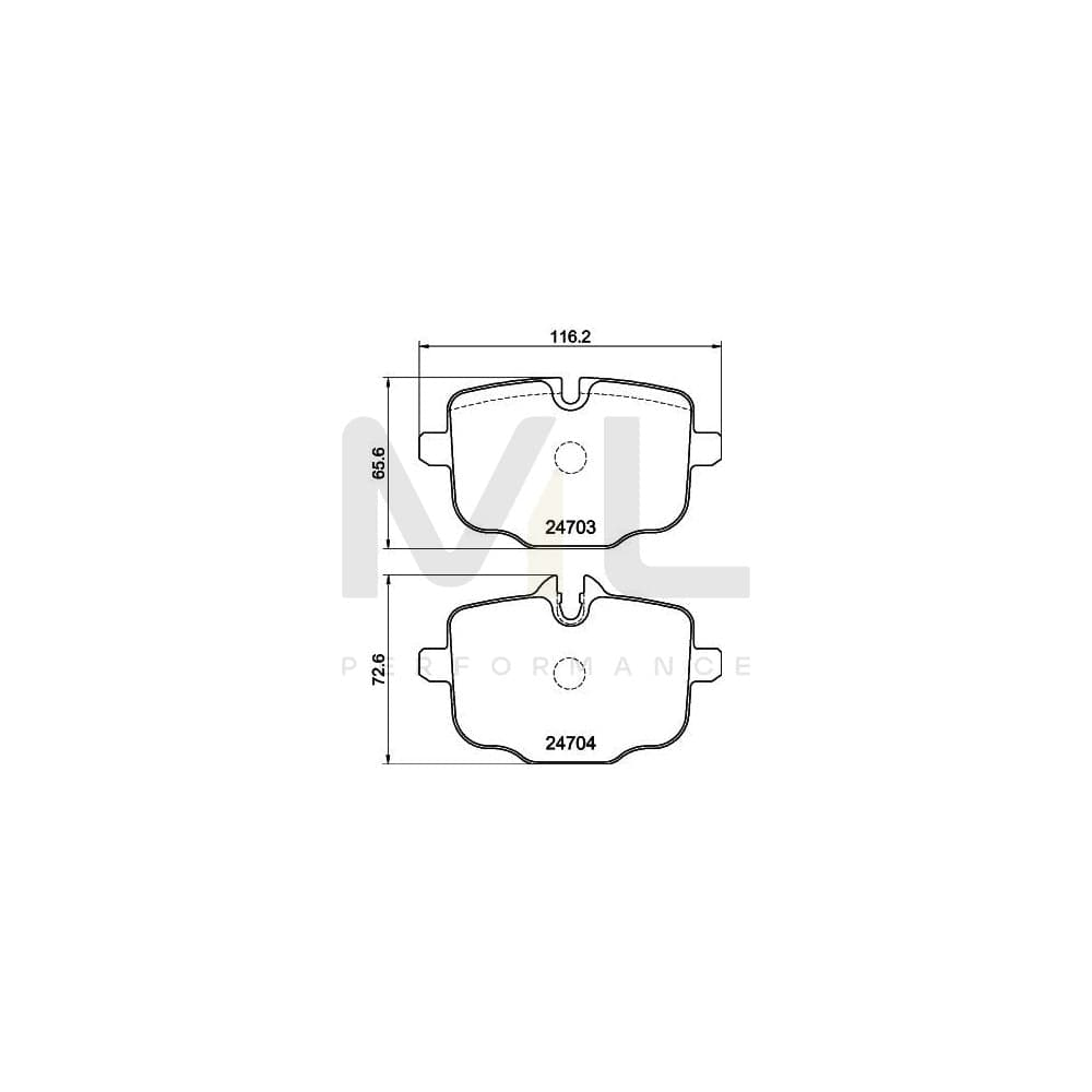 Hella 8DB 355 014-361 Brake Pad Set Prepared For Wear Indicator, With Brake Caliper Screws, With Accessories | ML Performance Car Parts