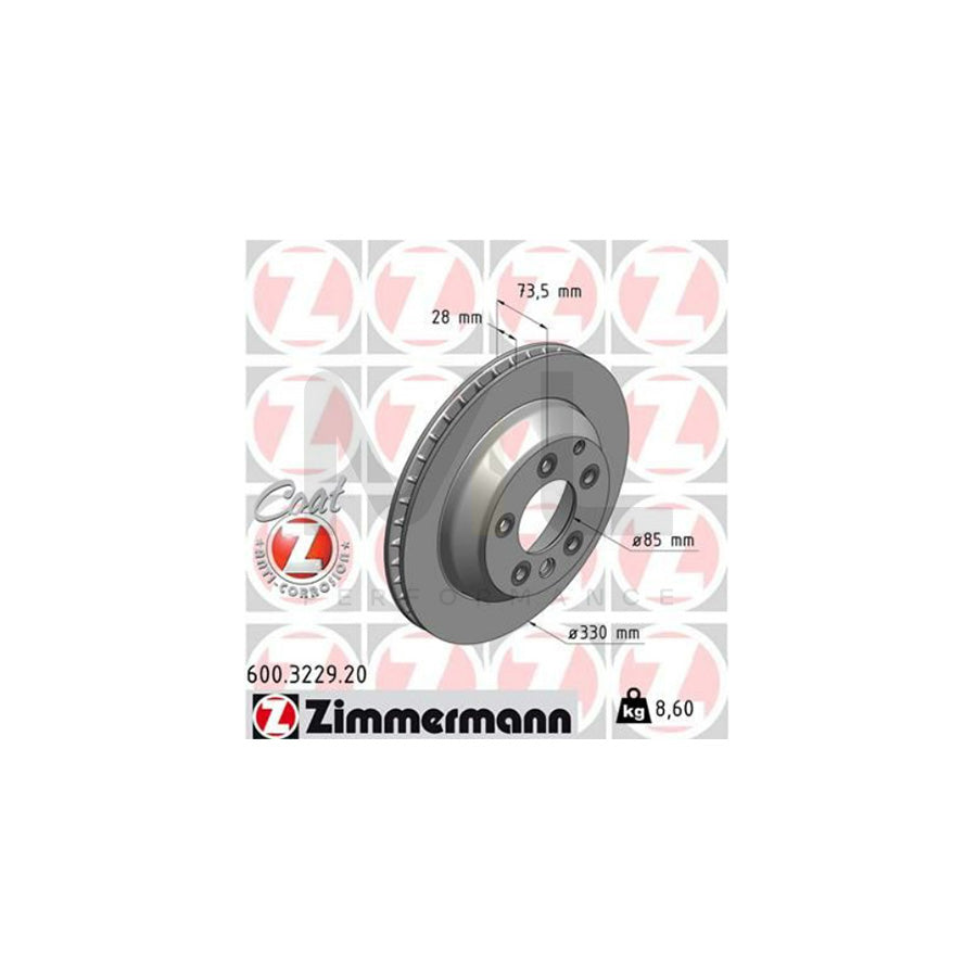 ZIMMERMANN COAT Z 600.3229.20 Brake Disc Internally Vented, Coated, High-carbon | ML Performance Car Parts