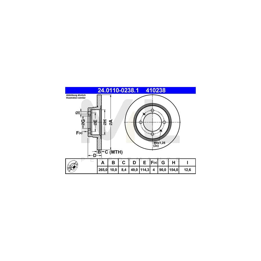 ATE 24.0110-0238.1 Brake Disc Solid | ML Performance Car Parts