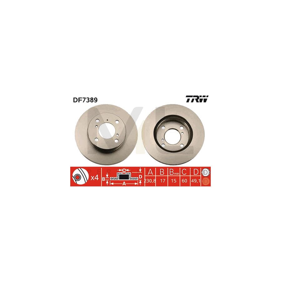 TRW DF7389 Brake Disc Vented, Painted | ML Performance Car Parts