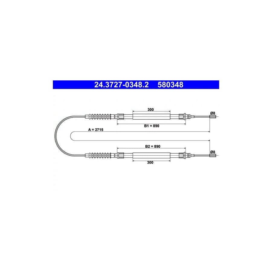 ATE 24.3727-0348.2 Hand Brake Cable