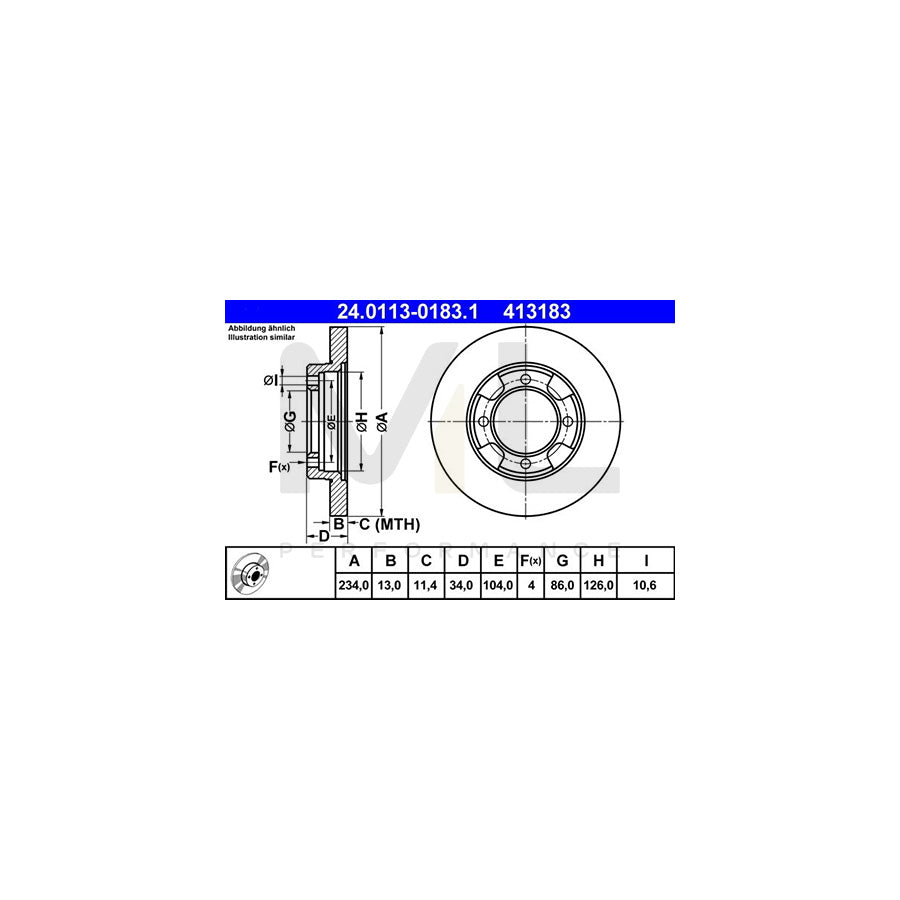 ATE 24.0113-0183.1 Brake Disc Solid | ML Performance Car Parts