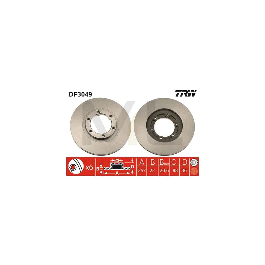 TRW DF3049 Brake Disc Vented, Painted, High-carbon | ML Performance Car Parts