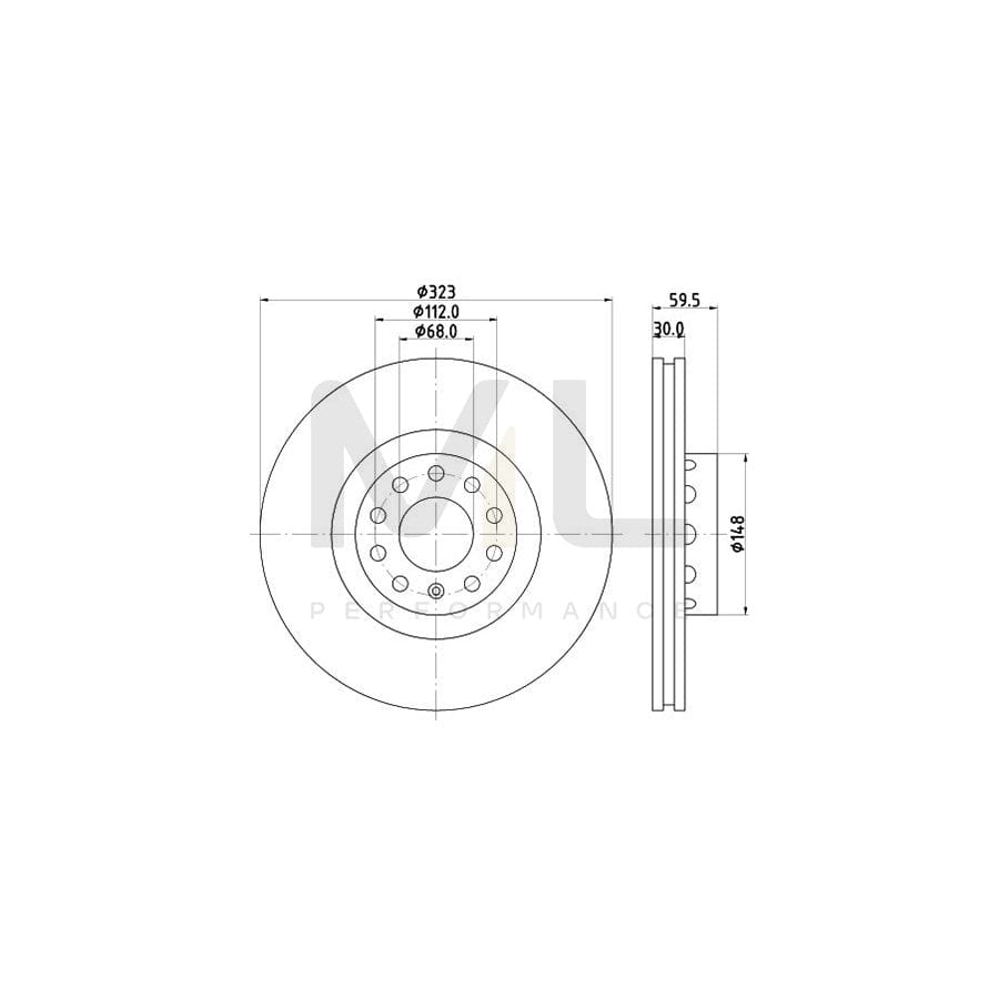 HELLA PRO 8DD 355 118-611 Brake Disc for VW Phaeton (3D1, 3D2, 3D3, 3D4, 3D6, 3D7, 3D8, 3D9) Externally Vented, Coated, without wheel hub, without wheel studs | ML Performance Car Parts