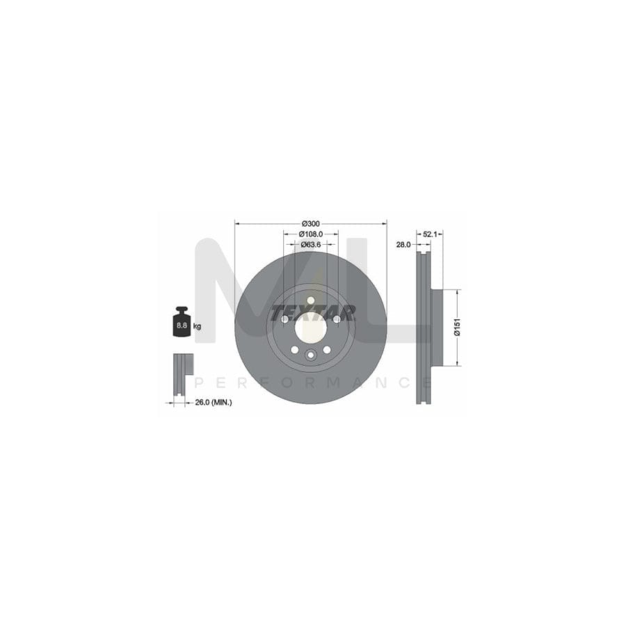 TEXTAR 92159200 Brake Disc Internally Vented, without wheel hub, without wheel studs | ML Performance Car Parts