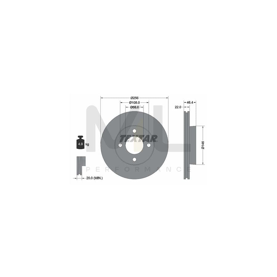 TEXTAR 92026000 Brake Disc Internally Vented, without wheel hub, without wheel studs | ML Performance Car Parts