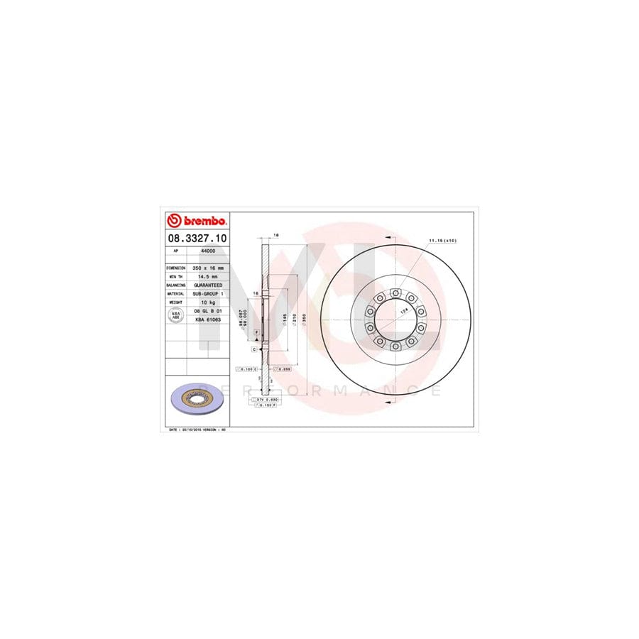 BREMBO 08.3327.10 Brake Disc Solid | ML Performance Car Parts