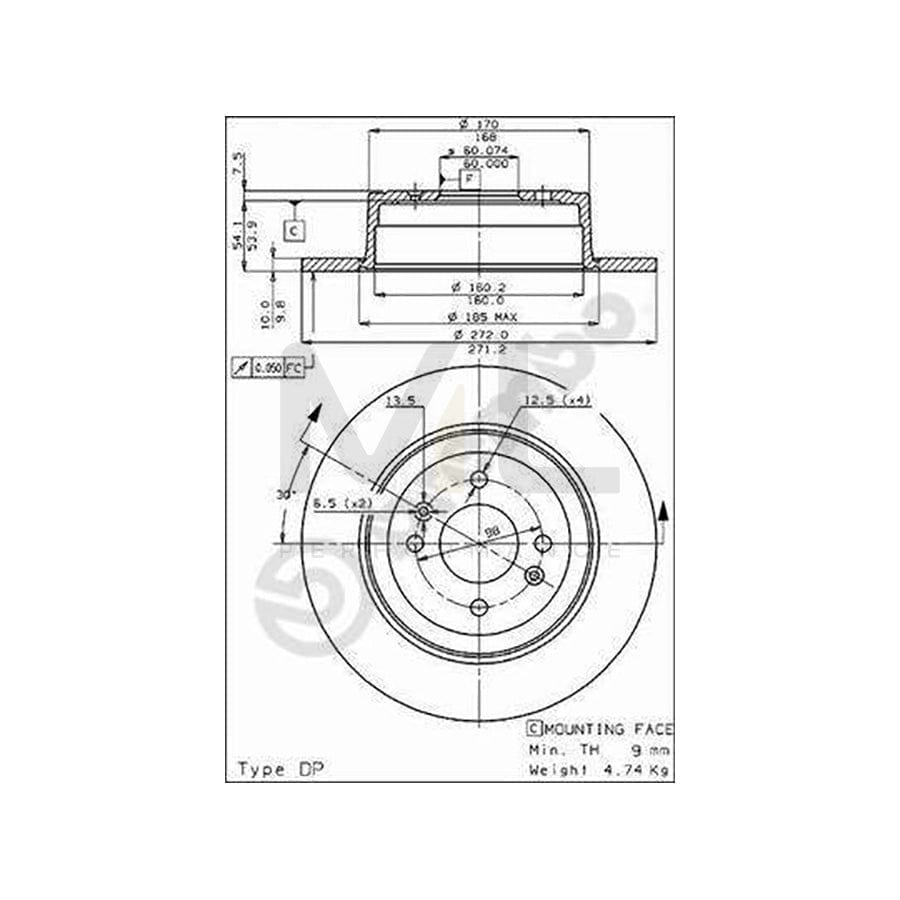 BREMBO 08.4332.10 Brake Disc for MASERATI BITURBO Solid | ML Performance Car Parts