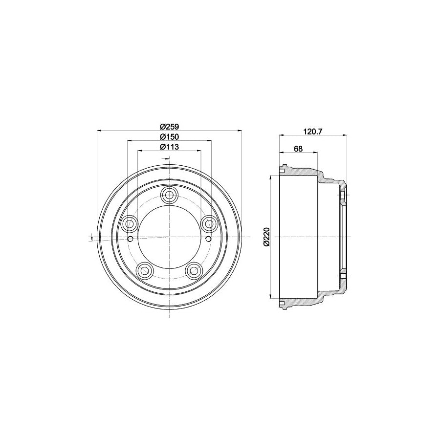 Hella 8DT 355 303-221 Brake Drum