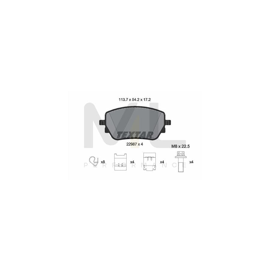 TEXTAR 2298701 Brake pad set not prepared for wear indicator, with brake caliper screws, with accessories | ML Performance Car Parts