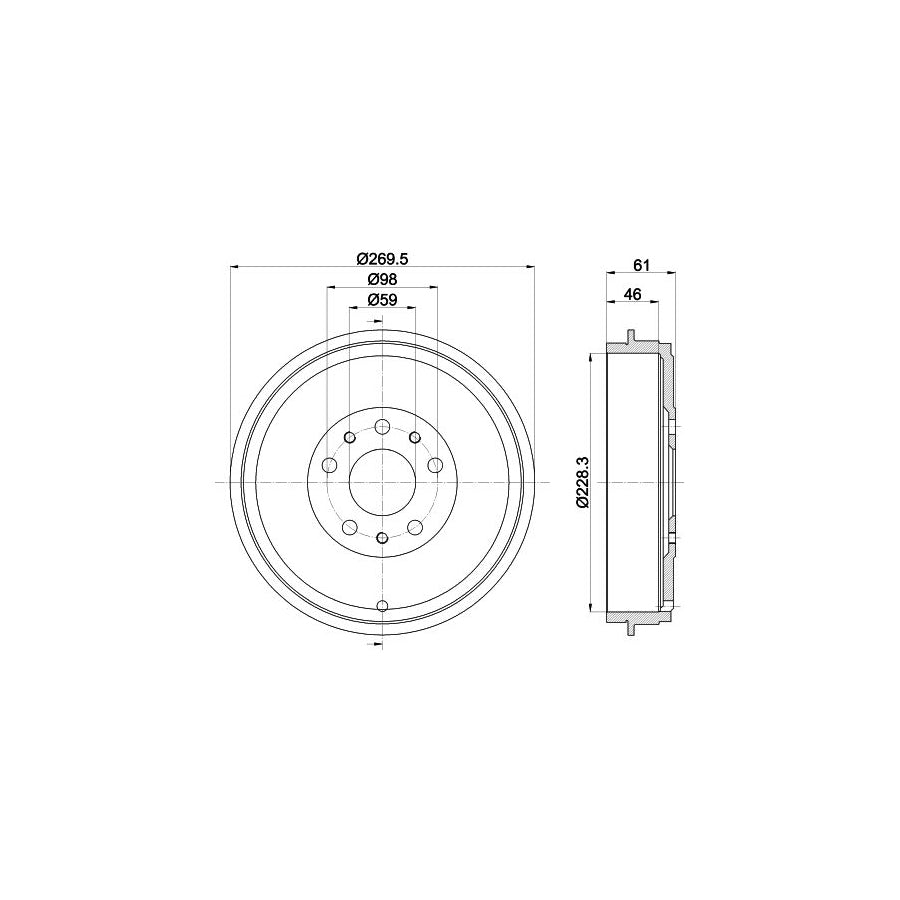 Hella 8DT 355 303-211 Brake Drum