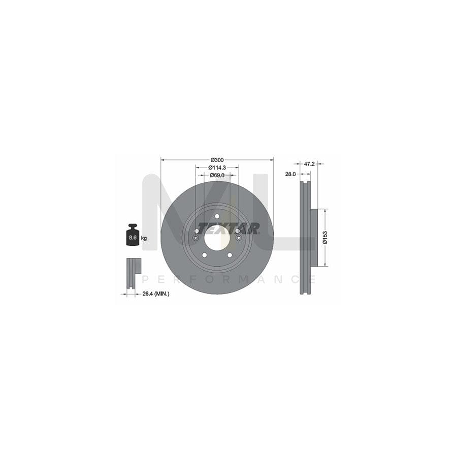 TEXTAR 92166500 Brake Disc Internally Vented, without wheel hub, without wheel studs | ML Performance Car Parts