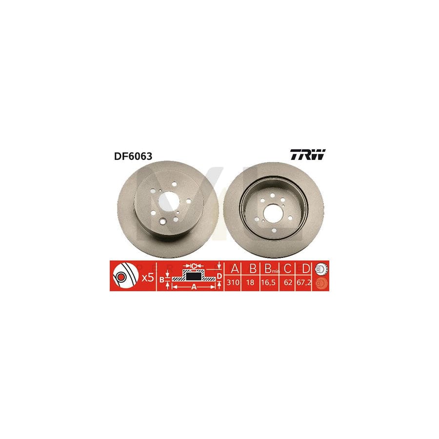 TRW DF6063 Brake Disc Vented, Painted | ML Performance Car Parts