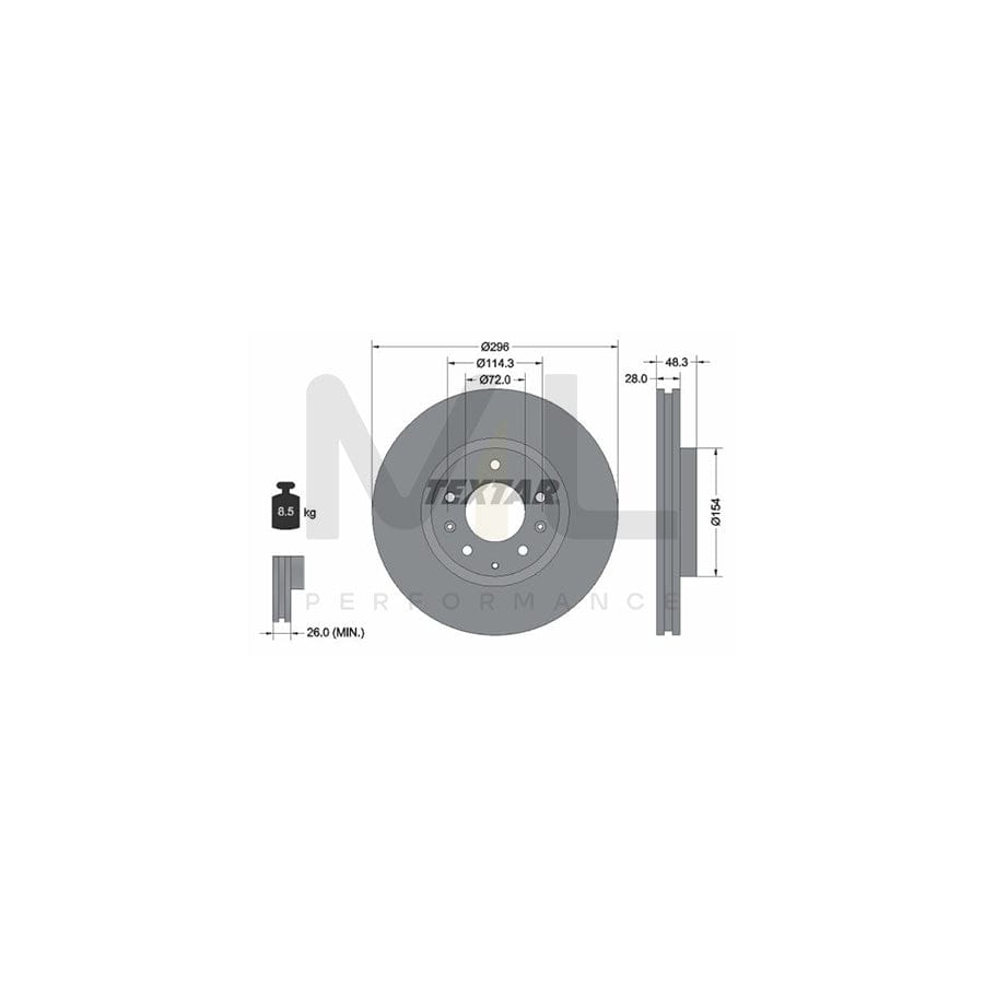 TEXTAR PRO 92180803 Brake Disc for MAZDA CX-7 (ER) Internally Vented, Coated, without wheel hub, without wheel studs | ML Performance Car Parts