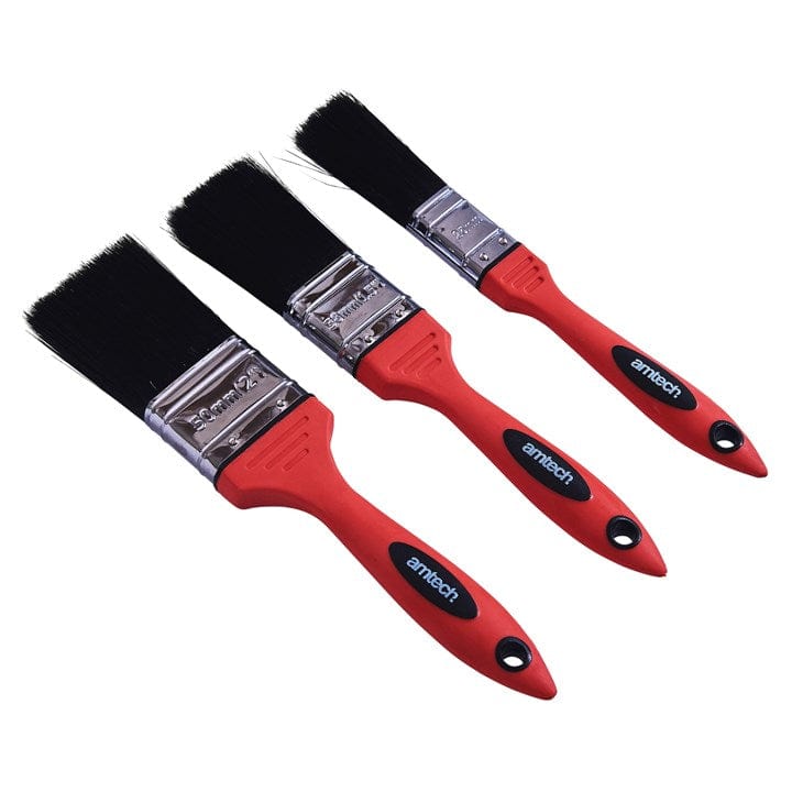 Amtech 3pcs. No Bristle Loss Paint Brush Set - Soft Handle | ML Performance DIY & Power Tools