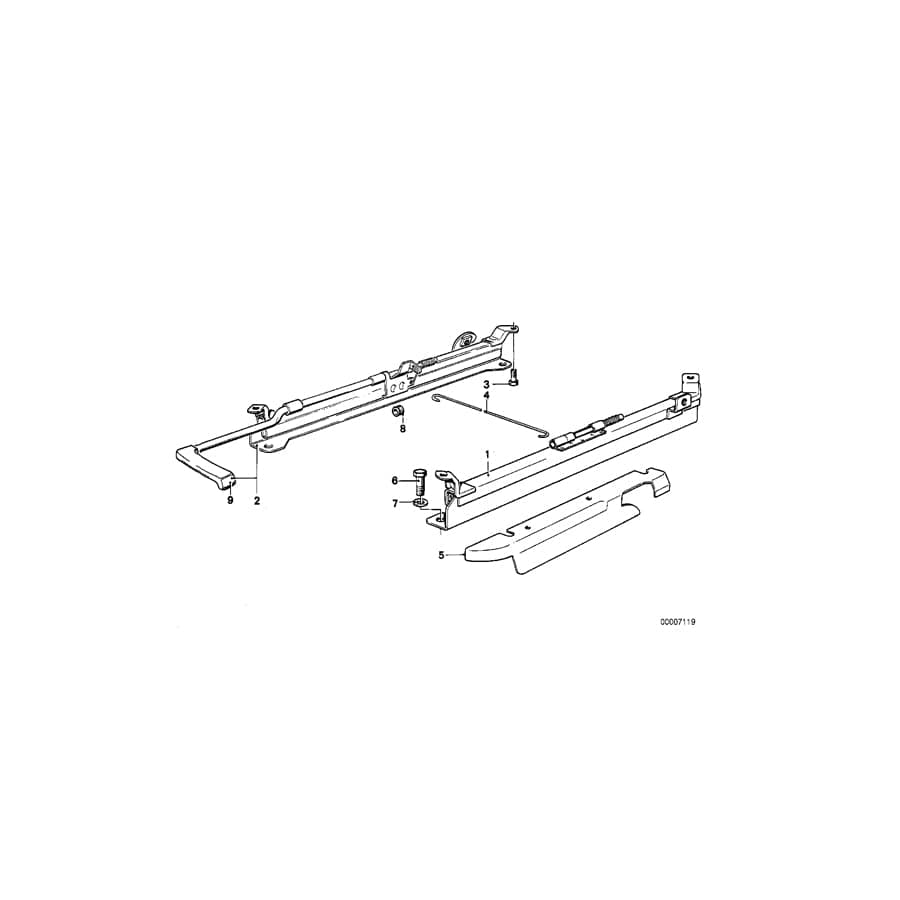 Genuine BMW 52101873550 E23 E28 E12 Seat Rail Outer Right (Inc. M5, 728iS & 528e) | ML Performance UK Car Parts