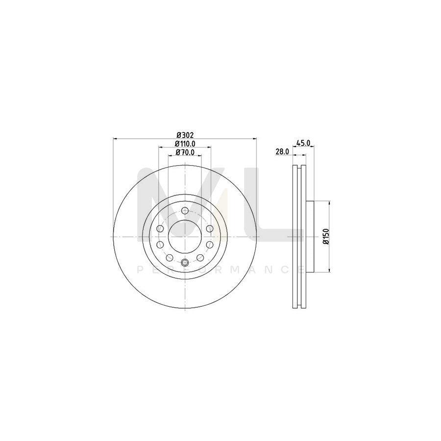 HELLA PRO High Carbon 8DD 355 127-831 Brake Disc Externally Vented, Coated, High-carbon, without wheel hub, without wheel studs | ML Performance Car Parts