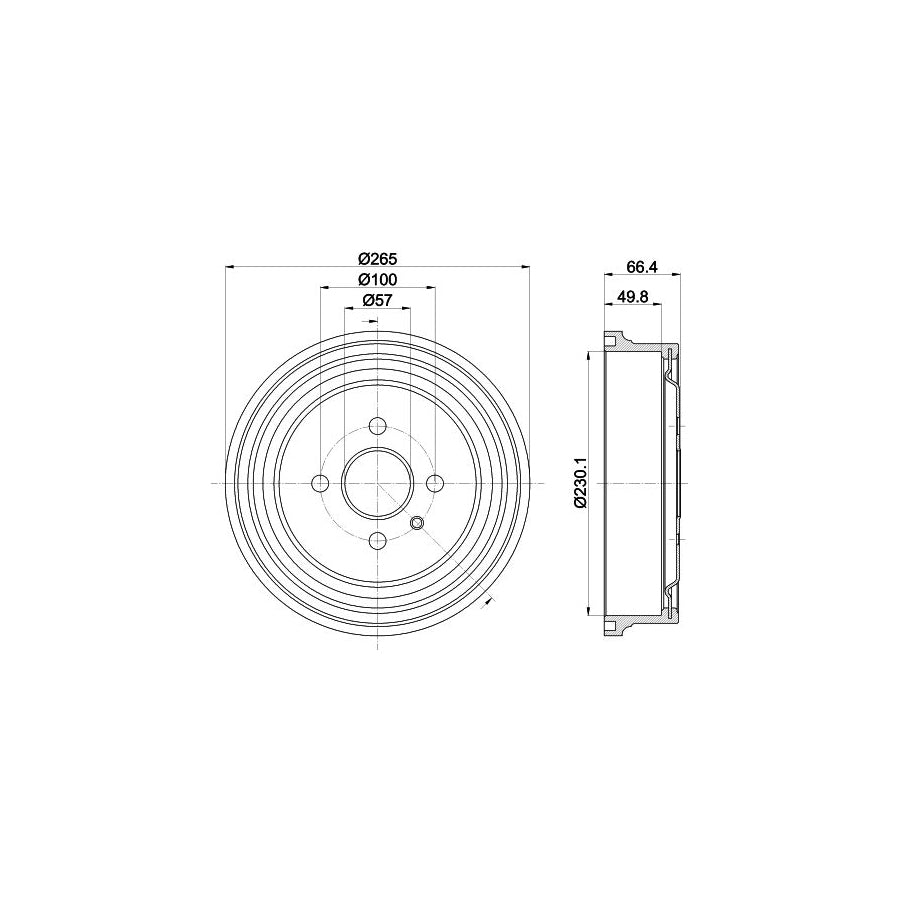 Hella 8DT 355 303-471 Brake Drum