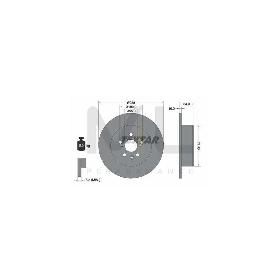 TEXTAR 92135900 Brake Disc for TOYOTA AVENSIS Solid, without wheel hub, without wheel studs | ML Performance Car Parts