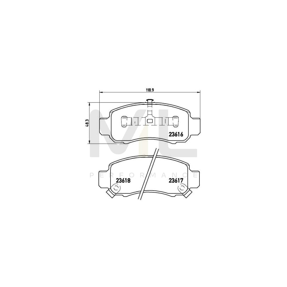 Brembo P 28 033 Brake Pad Set For Honda Insight I Coupe (Ze) With Acoustic Wear Warning | ML Performance Car Parts