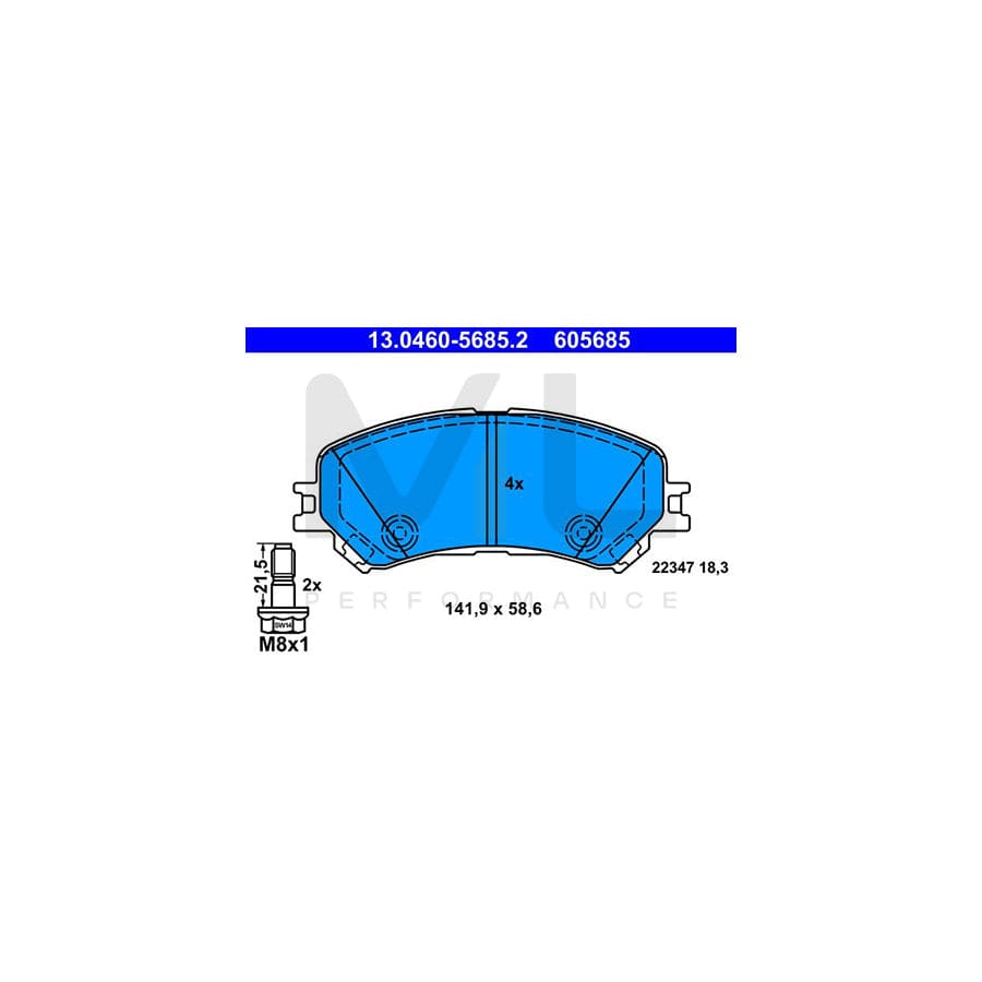 ATE 13.0460-5685.2 Brake pad set excl. wear warning contact, prepared for wear indicator, with brake caliper screws | ML Performance Car Parts