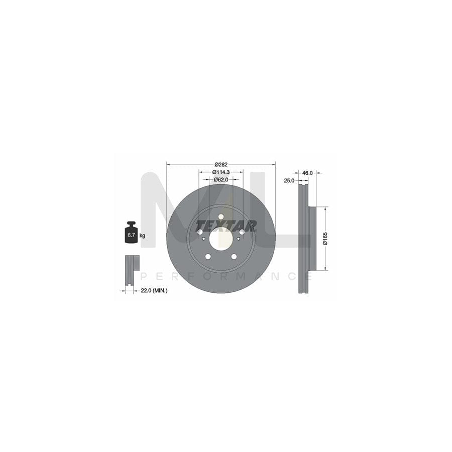 TEXTAR 92321203 Brake Disc Internally Vented, Coated, without wheel hub, without wheel studs | ML Performance Car Parts