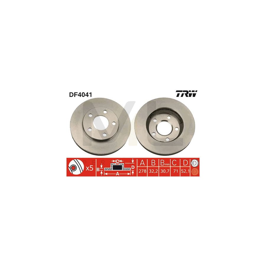 TRW DF4041 Brake Disc Vented, Painted | ML Performance Car Parts