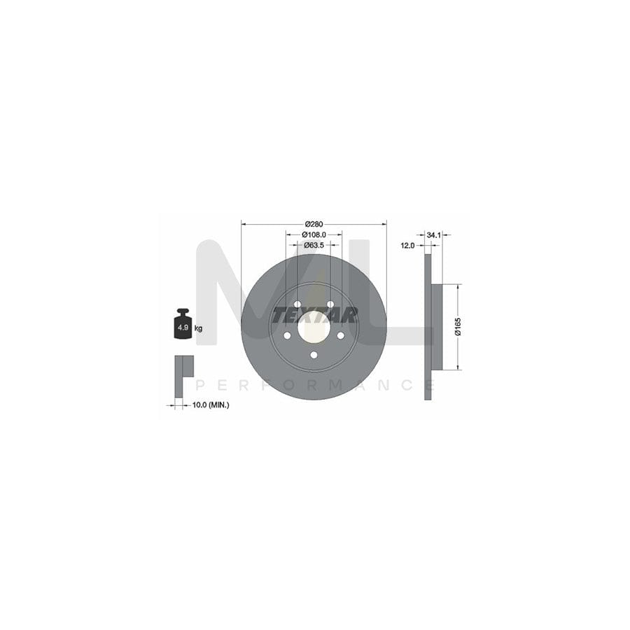 TEXTAR 92109700 Brake Disc Solid, without wheel hub, without wheel studs | ML Performance Car Parts