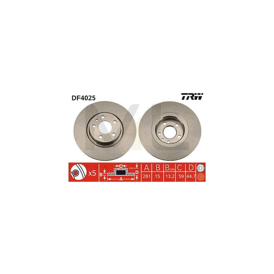 TRW DF4025 Brake Disc Solid, Painted | ML Performance Car Parts