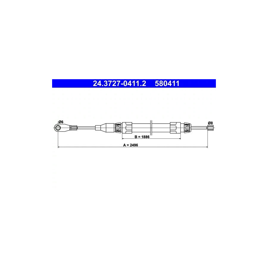 ATE 24.3727-0411.2 Hand Brake Cable