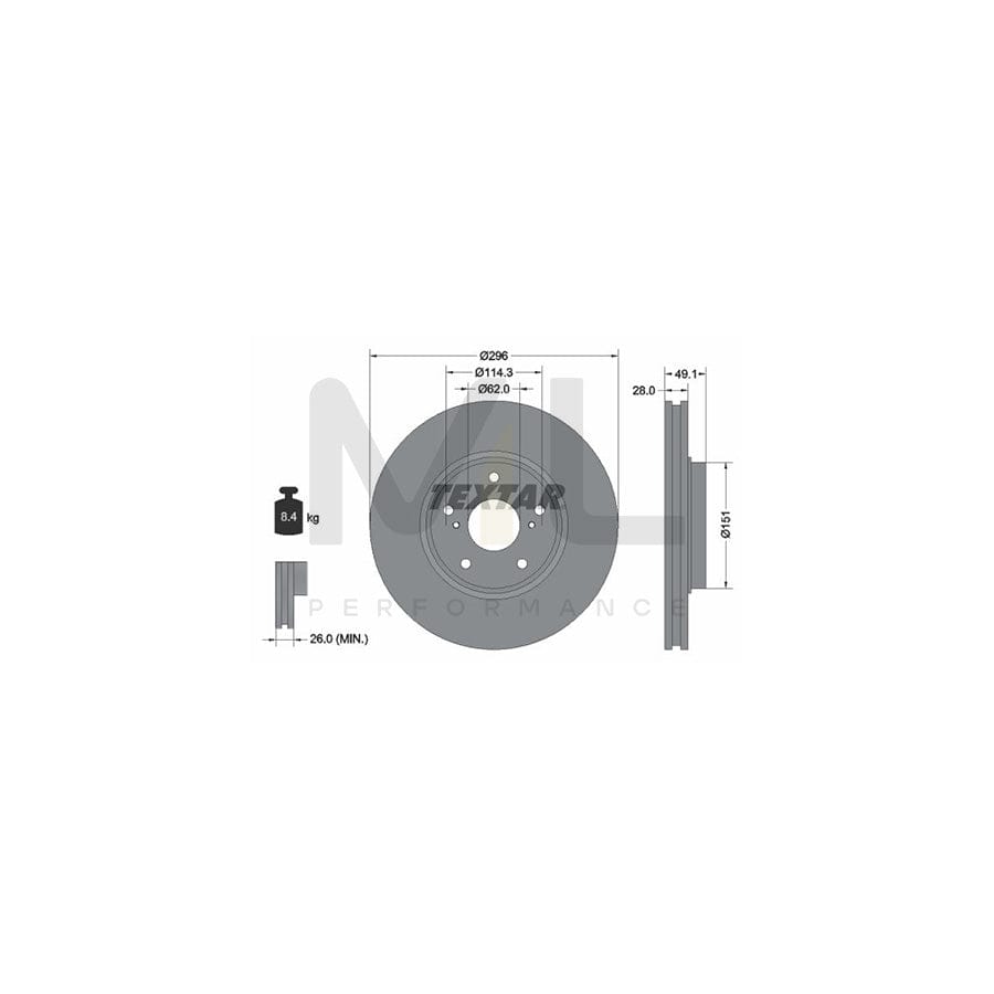 TEXTAR PRO 92185403 Brake Disc Internally Vented, Coated, without wheel hub, without wheel studs | ML Performance Car Parts