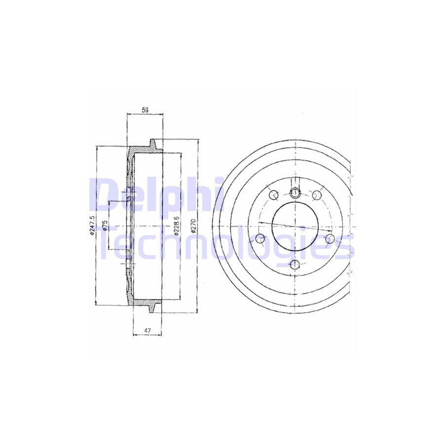 Delphi Bf275 Brake Drum For Bmw 3 Series