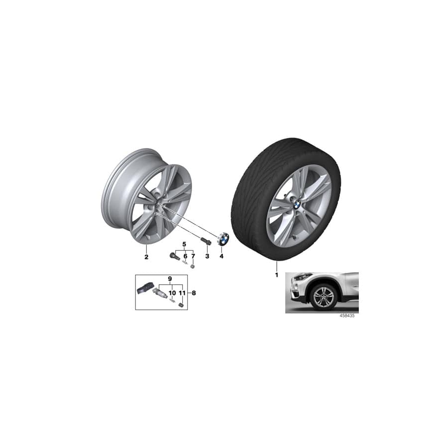 Genuine BMW 36116856064 F48 Disc Wheel, Light Alloy, Reflex-Silber 7,5JX17 ET:52 (Inc. X1 18dX, X1 25iX & X1 20i) | ML Performance UK Car Parts