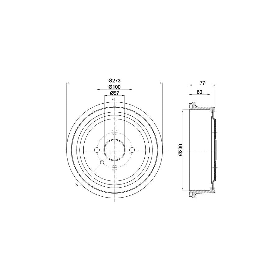 Hella 8DT 355 303-451 Brake Drum