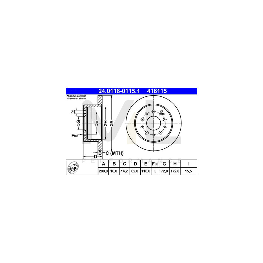 ATE 24.0116-0115.1 Brake Disc Solid | ML Performance Car Parts