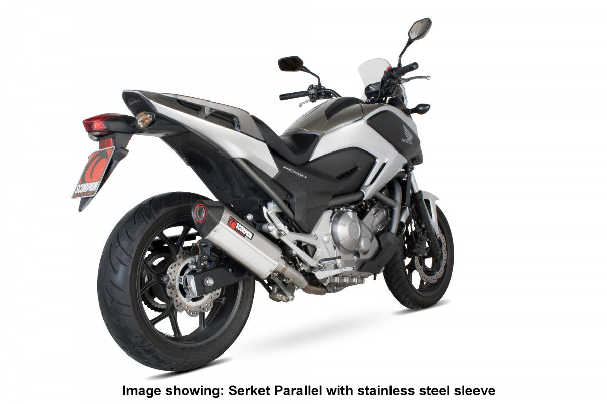 Scorpion RHA155CEO Honda Serket Parallel Slip-On - Carbon Fibre Sleeve (NC700 S / NC700 X) | ML Performance UK UK