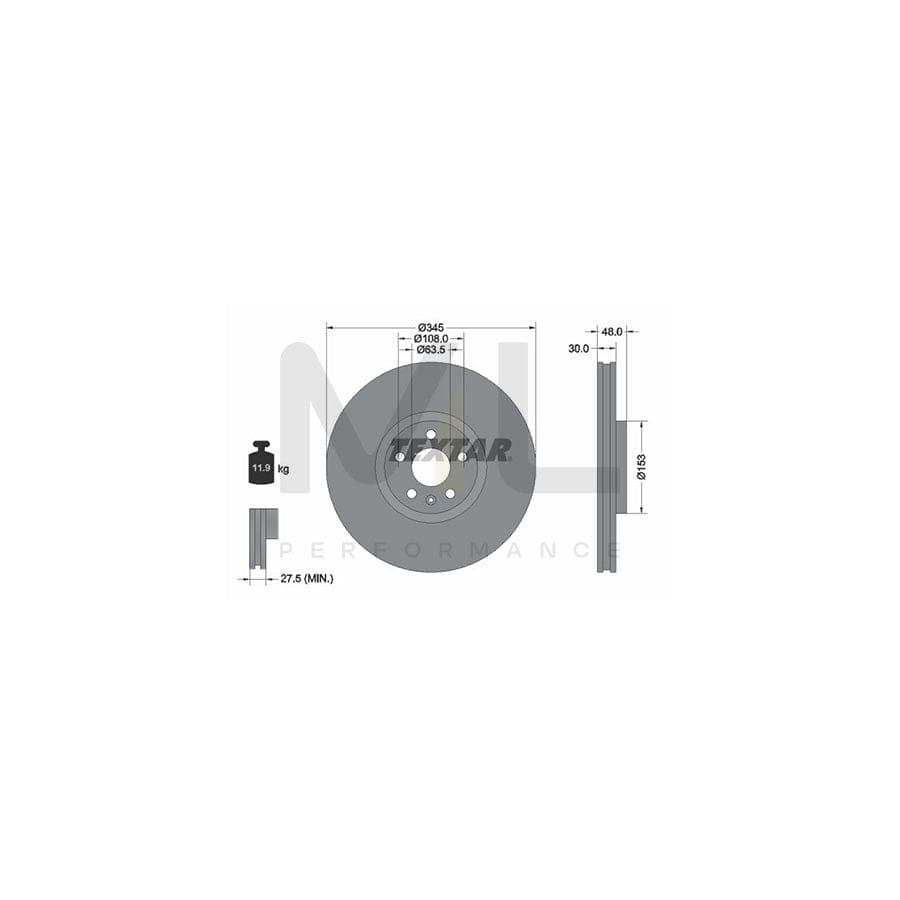 TEXTAR 92289805 Brake Disc Internally Vented, Coated, High-carbon, without wheel hub, without wheel studs | ML Performance Car Parts