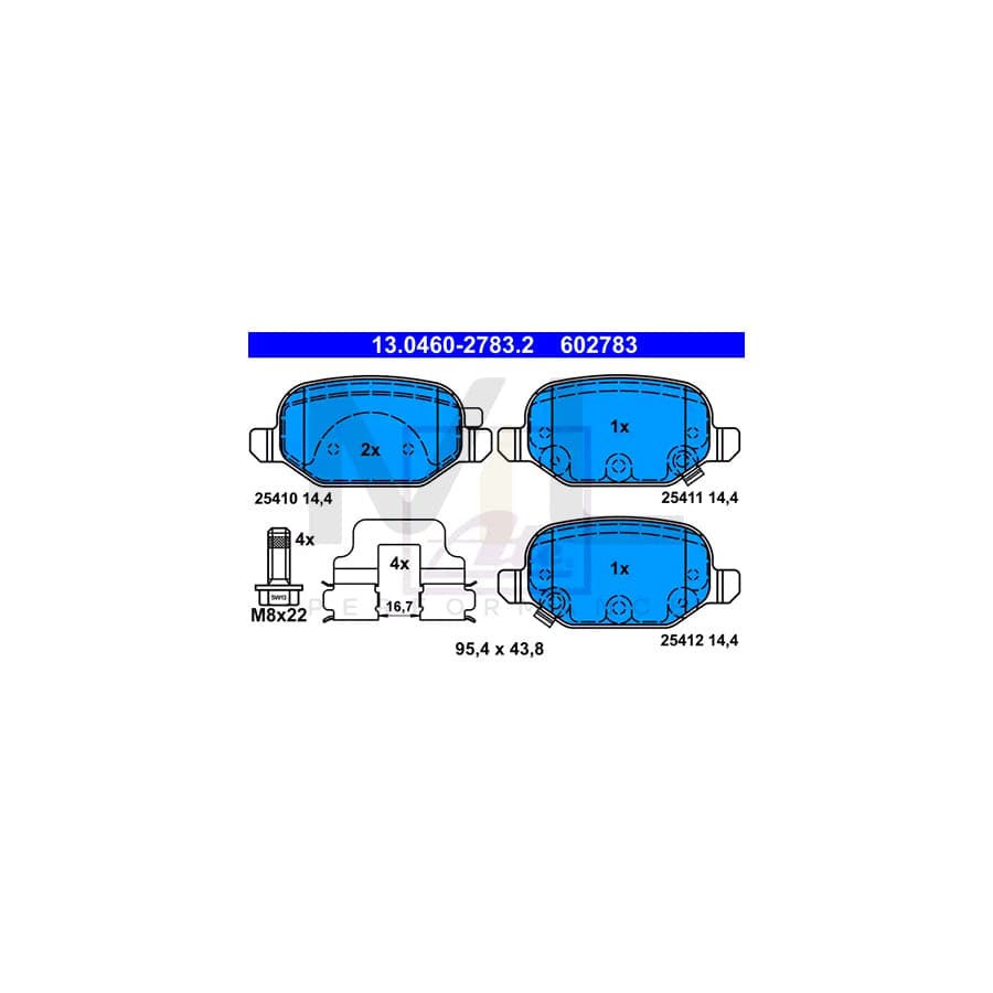 ATE 13.0460-2783.2 Brake pad set for FIAT Panda III Hatchback (312, 319) with acoustic wear warning, with accessories | ML Performance Car Parts